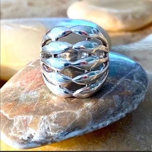 Sterling silver ring, vintage five row band sz 6